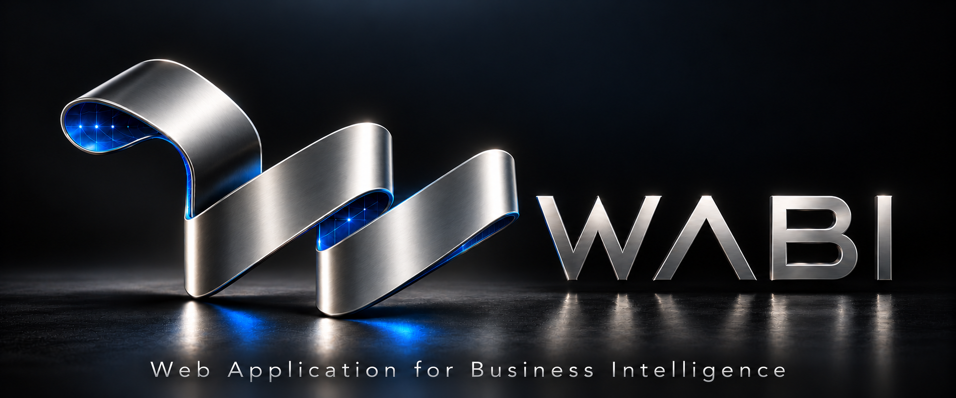 WABI, W métallique argenté aux lumières bleues. Web Application for Business Intelligence.